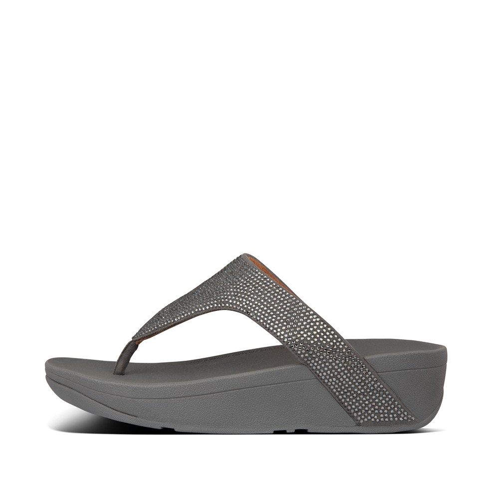 Fitflop Womens Sandals Dark Grey - Lottie Shimmercrystal Toe-post - UO1740265